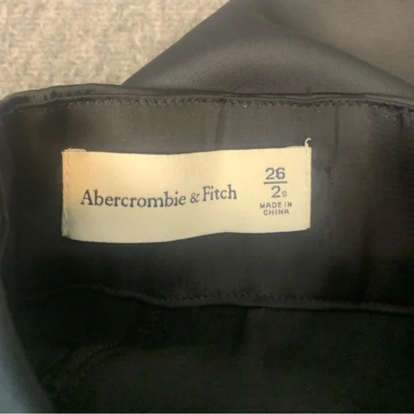 A&F Sloane Tailored Satin Trousers Pant 26/2 short Black High Rise Wide Leg NWT - Picture 10 of 12